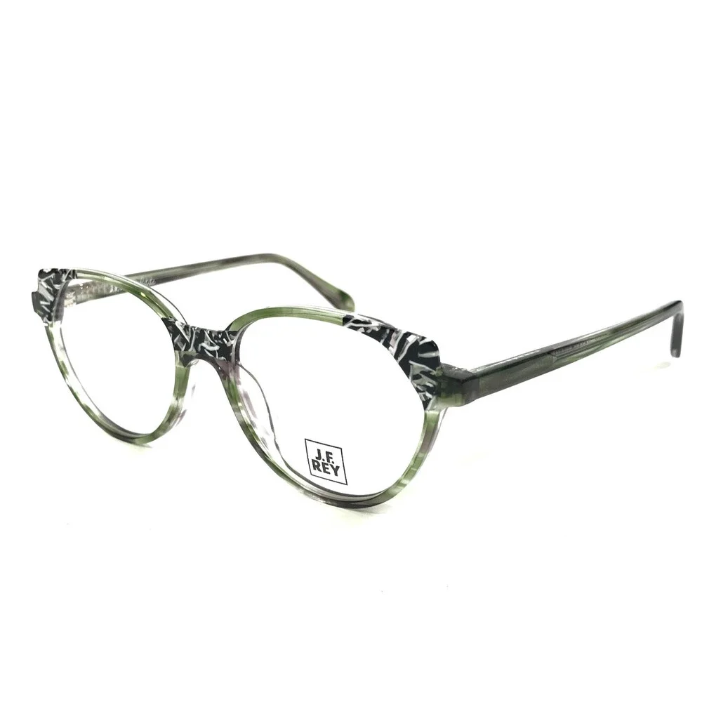 J. F. Rey Petite Eyeglasses Frames PA086 4005 Black Green Gray Marble 48-15-140